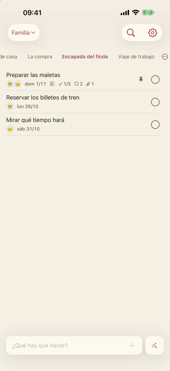 La lista «Escapada del finde» que la IA organizó a partir de una nota compartida