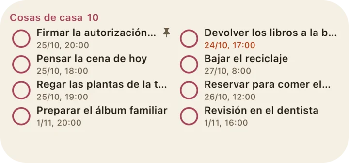 Widget de la pantalla de inicio (mediano)